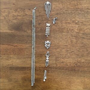 Silver Chrystal Gems Earrings Lot